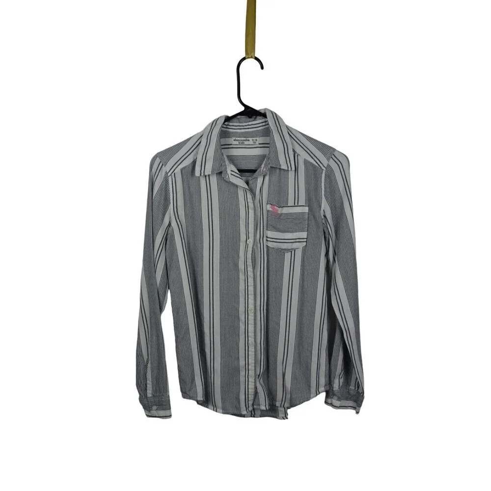 Clearance!💎5/$25 ABERCROMBIE Kids Girls Button Down Shirt Top Stripes 13/14